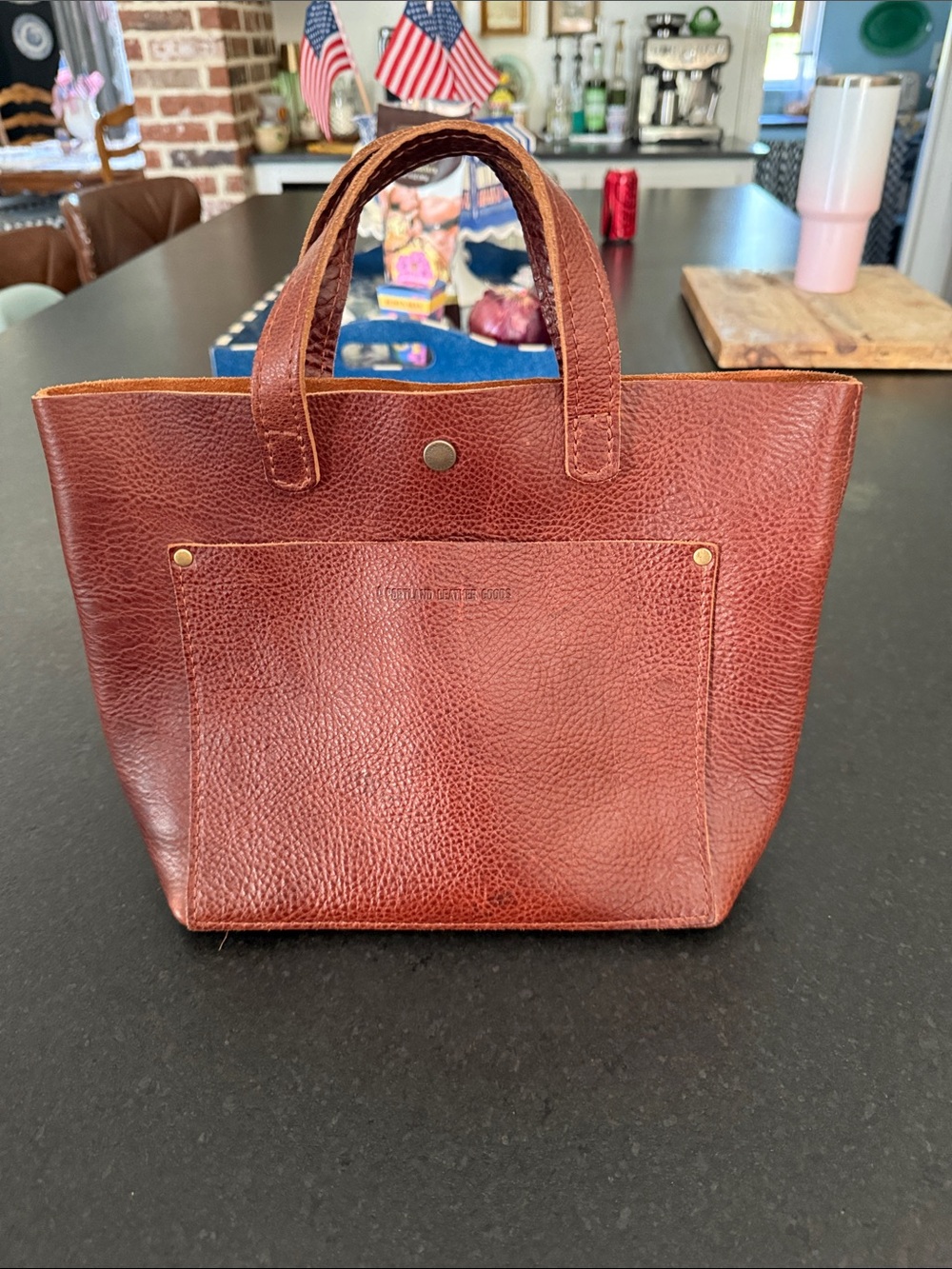 Portland Leather Mini Tote Bag Brown